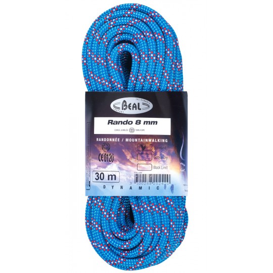 Corde 20m de Randonnée Rando 8mm bleue Beal