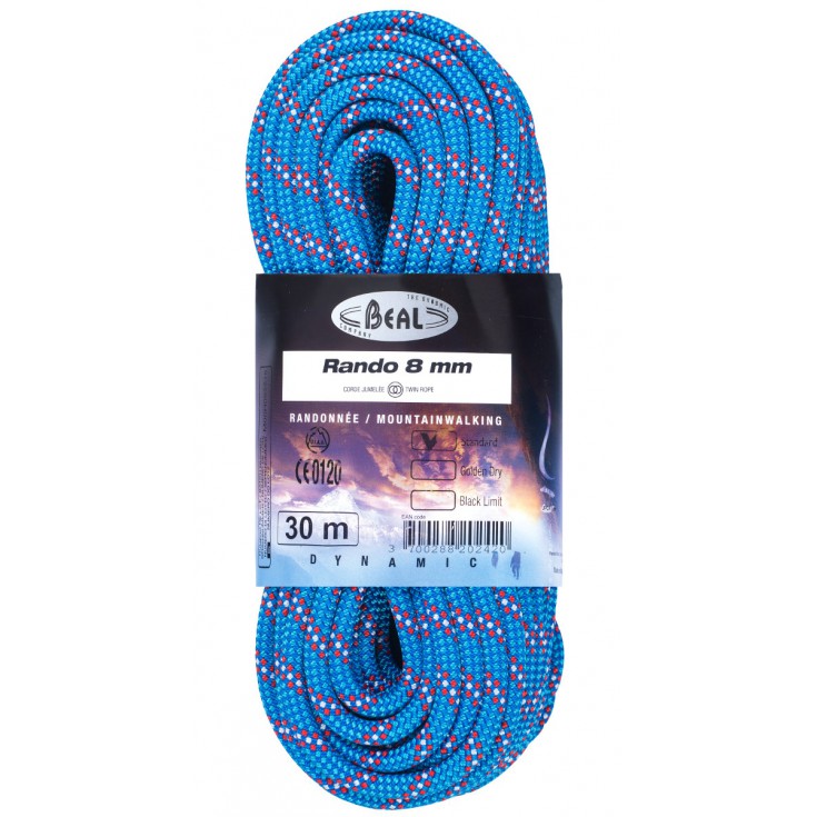 Corde 20m de Randonnée Rando 8mm bleue Beal