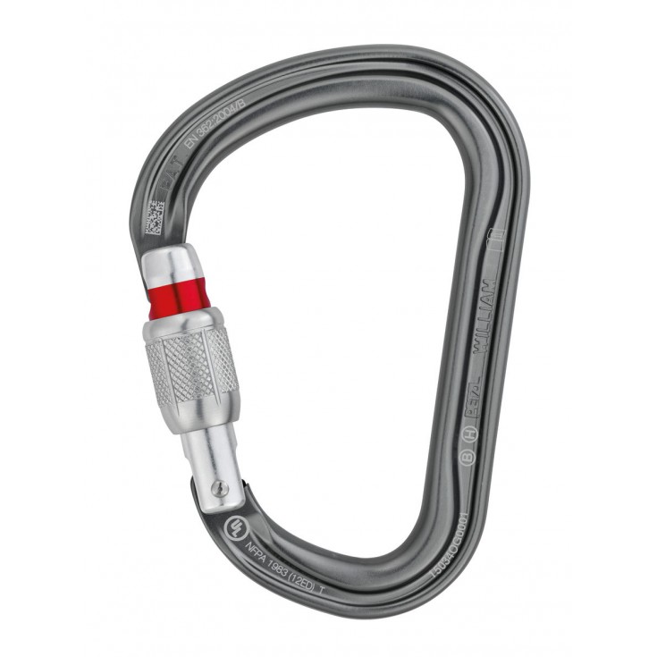 Mousqueton escalade WILLIAM Screw Lock gris Petzl