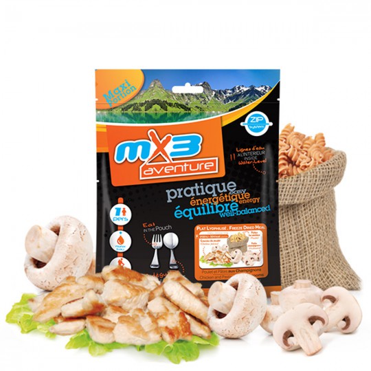 Plat Lyophilisé Poulet et Pâtes aux Champignons 504 Kcal MX3