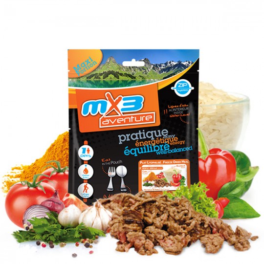 Plat Lyophilisé Boeuf façon Goulash et Riz 606 Kcal MX3