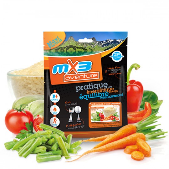 Plat Lyophilisé Végétarien Riz aux Petits Légumes 587 Kcal MX3