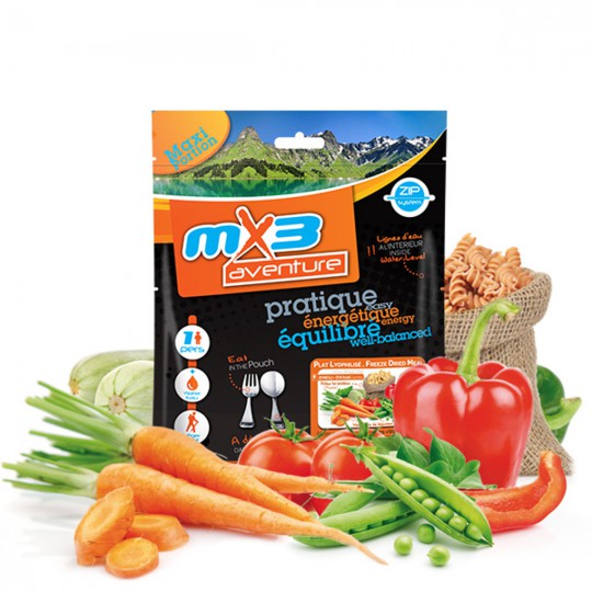 Plat Lyophilisé Végétarien Pâtes aux Petits Légumes 514 Kcal MX3