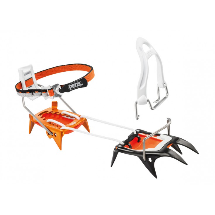 Crampons ski mixte acieralu 10P IRVIS HYBRID LLU noirorange Petzl + antibottes Montania Sport