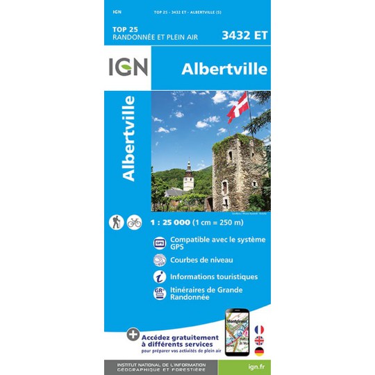 Carte TOP 25 IGN 3432 ET ALBERTVILLE 2017