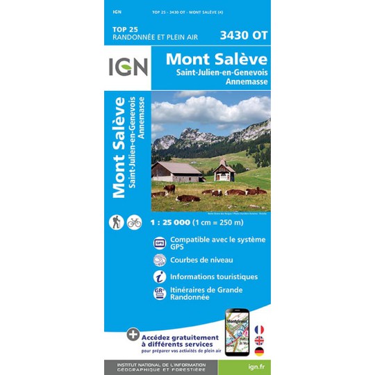 Carte TOP 25 IGN 3430 OT MONT SALEVE