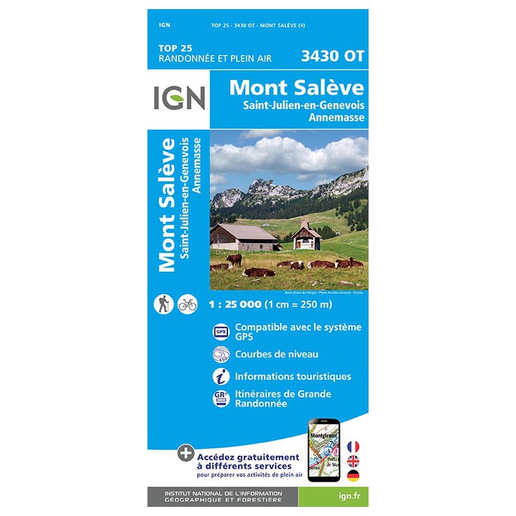 Carte TOP 25 IGN 3430 OT MONT SALEVE 2017