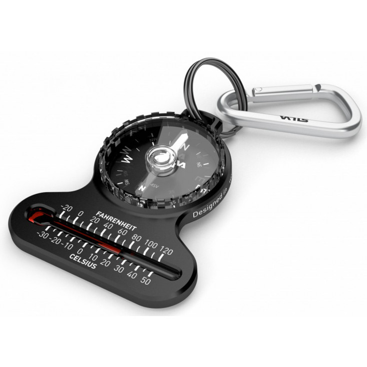 CSPARKV Mini Mousqueton Multifonction 3 En 1 Boussole Thermomètre Extérieur Randonnée Survie