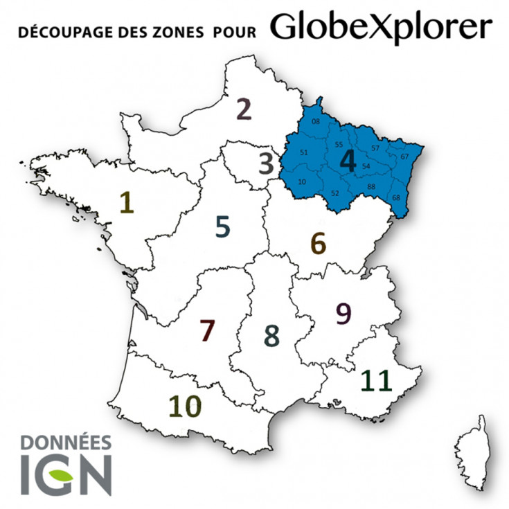 Cartes numériques IGN ZONE 4 GlobeXplorer