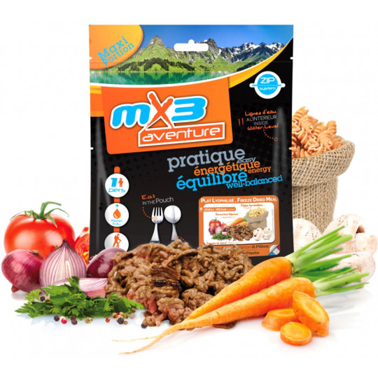 Plat Lyophilisé BOEUF BOURGUIGNON et PATES 552 Kcal MX3