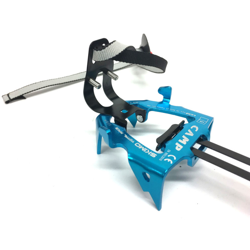 Crampons ski alu 10P SKIMO TOTAL RACE bleu CAMP + antibottes Montania