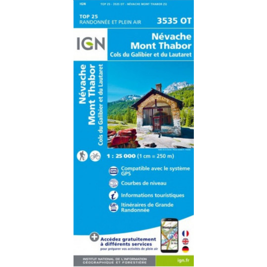 Carte TOP 25 IGN 3535 OT NEVACHE - MONT THABOR - GALIBIER