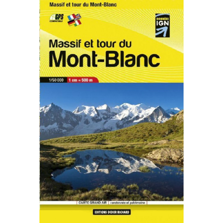 Carte de poche IGN 1/50000 Massif et tour du Mont-Blanc - Editions Didier Richard