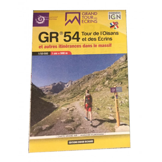 Carte de poche IGN 1/50000 GR54 - Tour de l'Oisans et des Ecrins - Editions Didier Richard