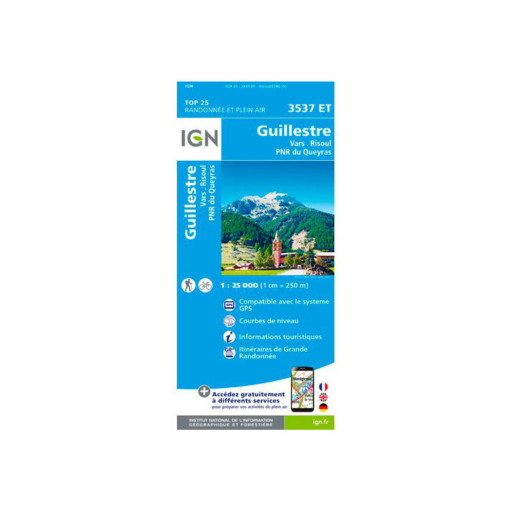 Carte TOP 25 IGN 3537 ET GUILLESTRE-VARS-RISOUL-QUEYRAS 2019