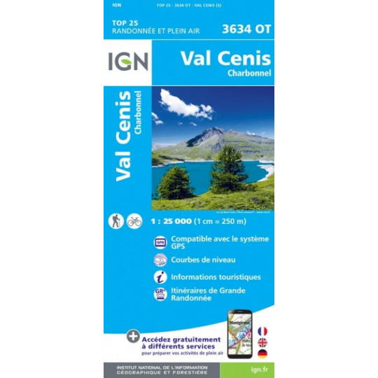 Carte TOP 25 IGN 3634 OT VAL CENIS - CHARBONNEL 