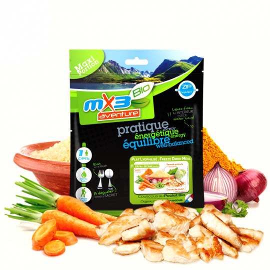 Plat Lyophilisé Biologique Couscous au Poulet 557 Kcal MX3