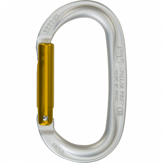 Mousqueton alu oval PILLAR PRO gris-jaune Climbing Technology