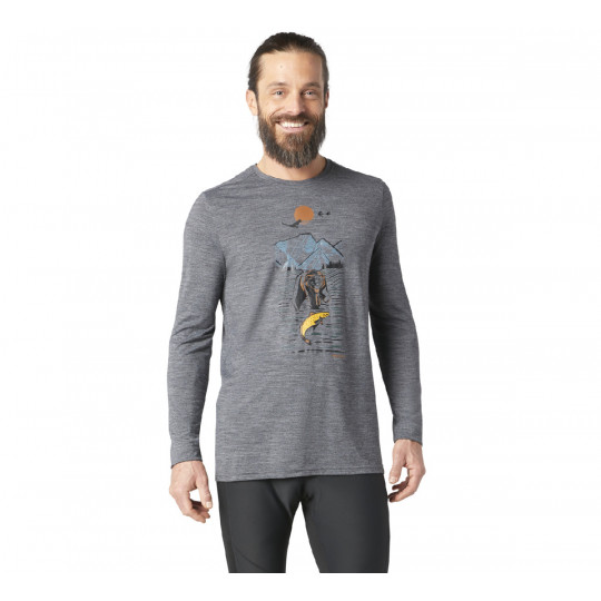 Tee-shirt manches longues homme en laine MERINO 150 ALPINE BEAR gray-heather Smartwool