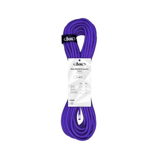 Corde salle escalade 30m WALL MASTER 10.5mm UNICORE violet BEAL