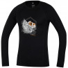 Tee-shirt laine Mérino FURRY LONG TEE MONT-BLANC noir-orange DirectAlpine
