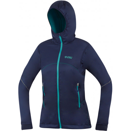 Veste Softshell femme chaude Polartec BORA LADY 1.0 indigo-menthe Directalpine