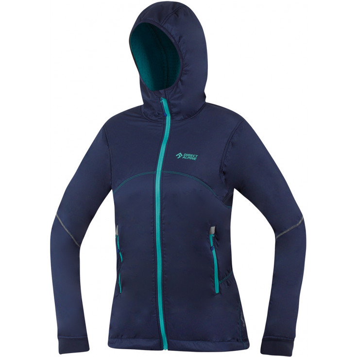 Veste Softshell femme chaude Polartec BORA LADY 1.0 indigo-menthe Directalpine