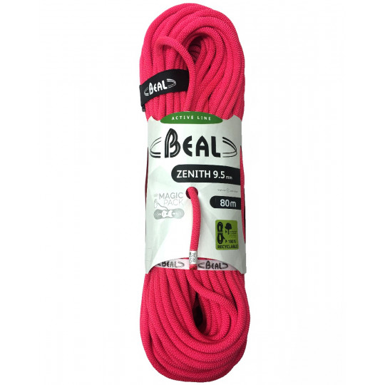 Corde escalade 80m Zenith 9.5mm solid-pink BEAL