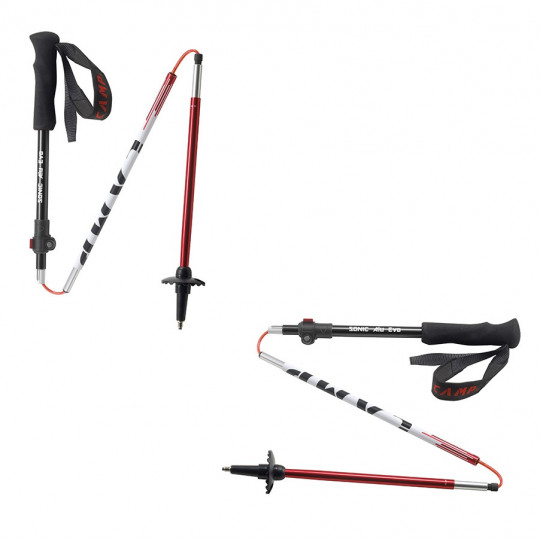 Bâtons pliables 5 brins SONIC ALU EVO rouge-blanc CAMP (la paire)