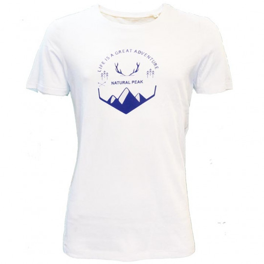 Tee-shirt fibre de bois homme 140 GREAT ADVENTURE blanc-bleu Natural Peak