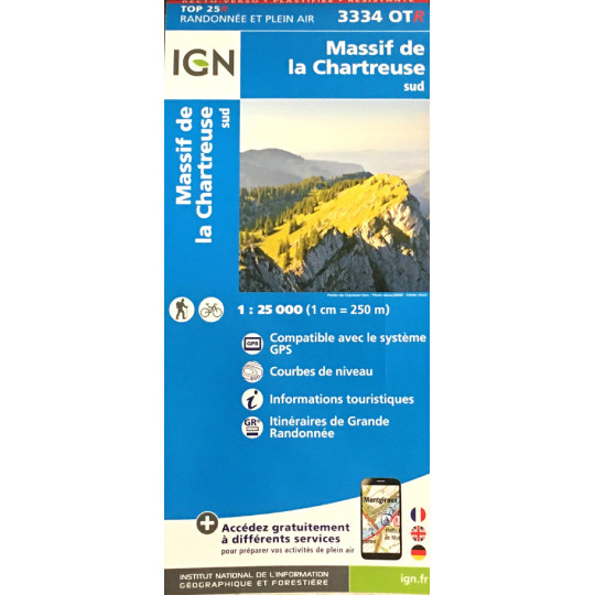 Carte TOP 25 IGN 3334 OT CHARTREUSE SUD 2021