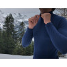 Tee-shirt homme laine Mérinos DOUBLE FACE 1/4 ZIP deep-blue SENSOR