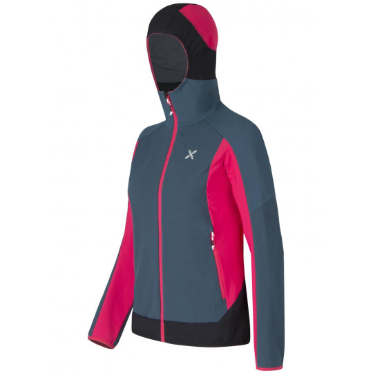 Veste Softshell femme PREMIUM WIND HOODY JACKET WOMAN 8604 bleu-rose Montura