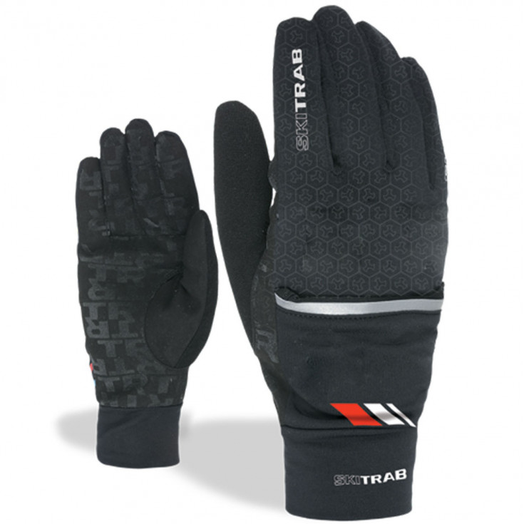 Gants COMBI softshell et surmoufle K SPORT noir-rouge SkiTrab