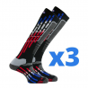 Lot de 3 paires de chaussettes de ski PODY AIR SKI noir-tricolore Thyo