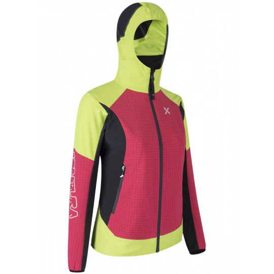 Veste Softshell femme WIND REVOLUTION HOODY JACKET WOMAN rose-lime Montura