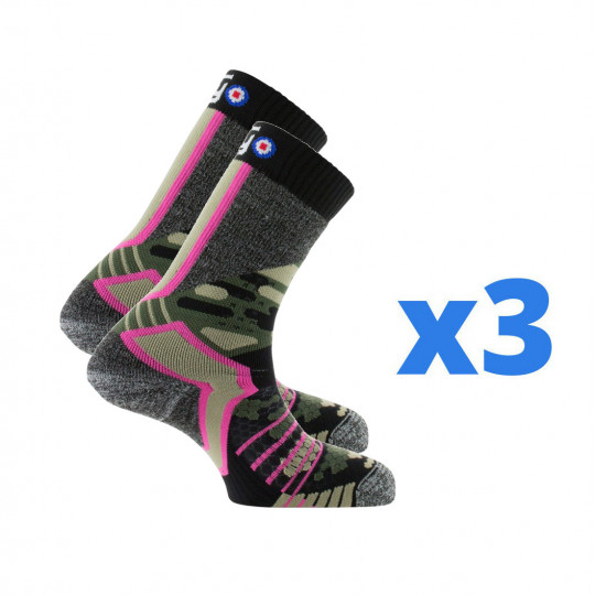 Lot de 3 paires de chaussettes de randonnée TREK WAY gris-rose Thyo