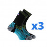 Lot de 3 paires de chaussettes mid PRO TRAIL noir-bleu Thyo