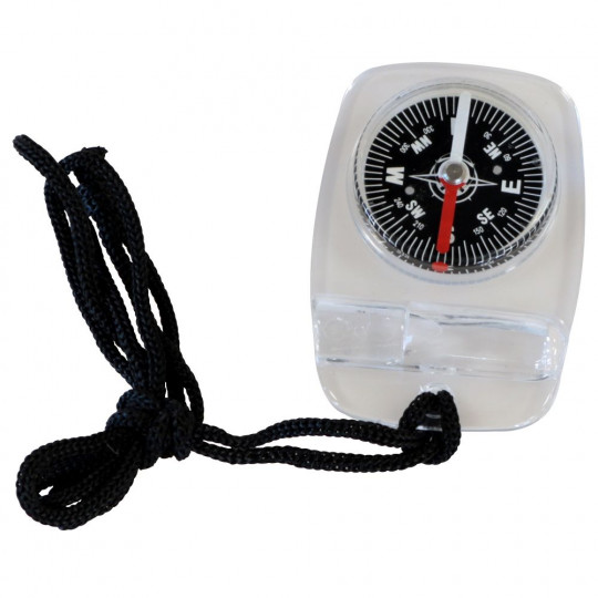 Boussole à sifflet de secours et survie WHISTLE COMPASS transparente SOL