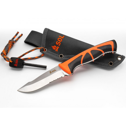 Couteau de survie fixe STOKE FIELD KNIFE noir-orange SOL