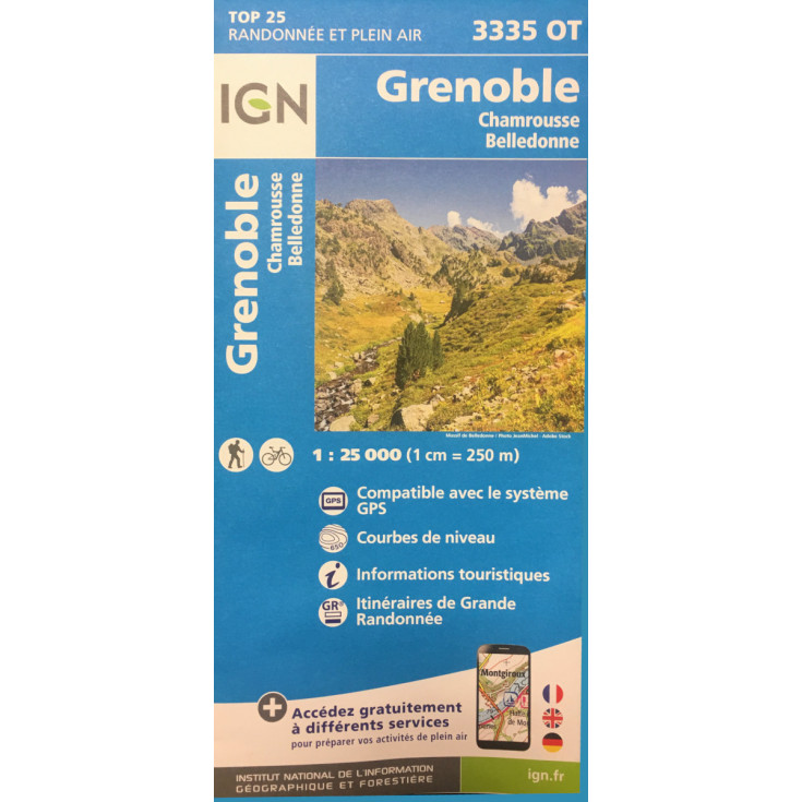 Carte TOP 25 IGN 3335 OT GRENOBLE (2022)