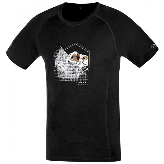 Tee-shirt laine Mérino FURRY 2.0 MONT-BLANC noir DirectAlpine