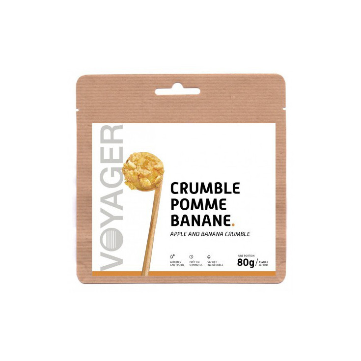 Dessert Lyophilisé Crumble Pomme Banane 80g - 317 Kcal - Voyager Nutrition