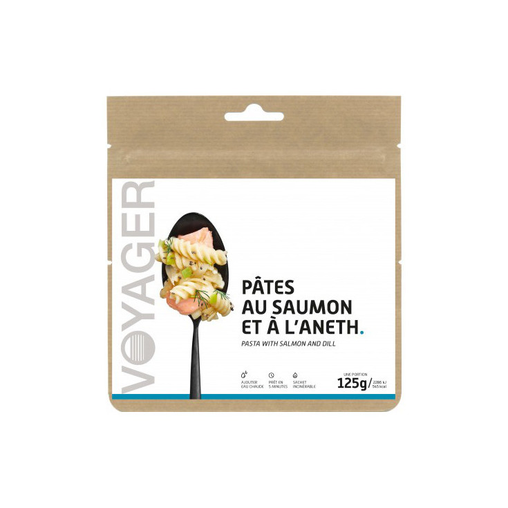 Repas Lyophilisé Pâtes au saumon et à l'aneth 125g - 545 Kcal - Voyager Nutrition