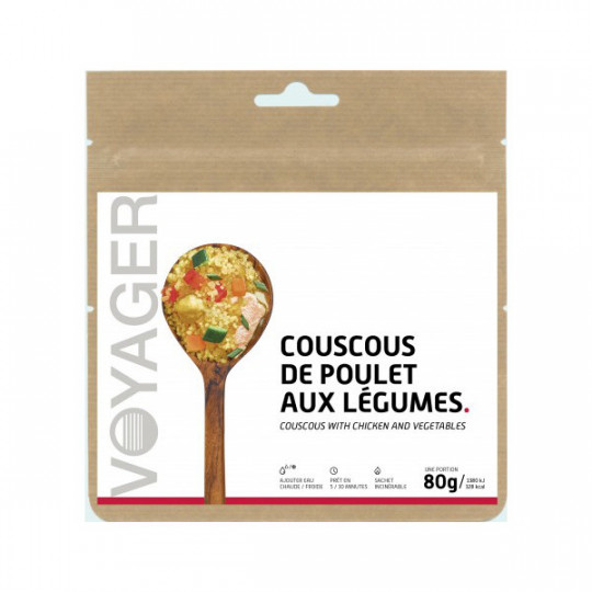 Repas Lyophilisé Couscous de Poulet aux légumes 80g - 331 Kcal - Voyager Nutrition
