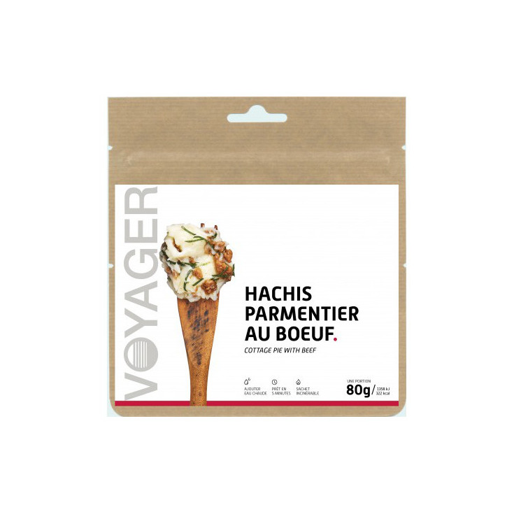 Repas Lyophilisé Hachis Parmentier au Boeuf  80g - 327 Kcal - Voyager Nutrition