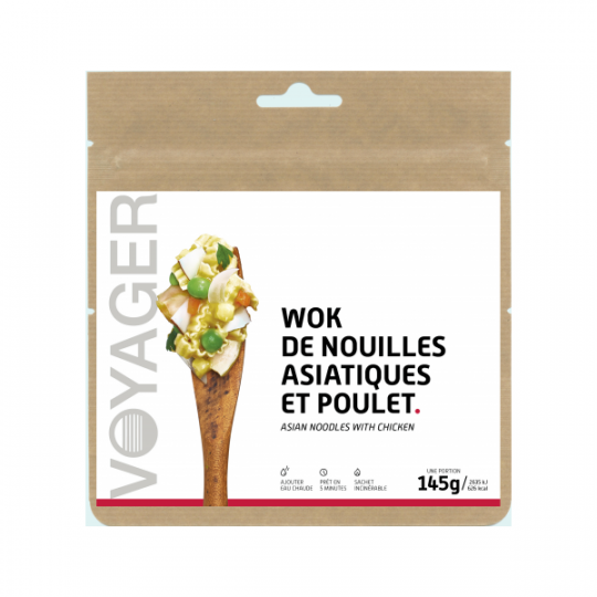 Repas Lyophilisé Wok de Nouilles Asiatiques et Poulet 145g - 627 Kcal - Voyager Nutrition