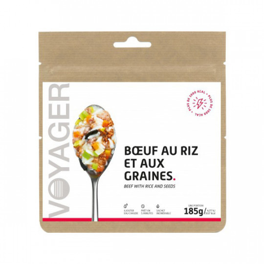 Repas Lyophilisé Boeuf au Riz et aux Graines 185g - 1026 Kcal - Voyager Nutrition