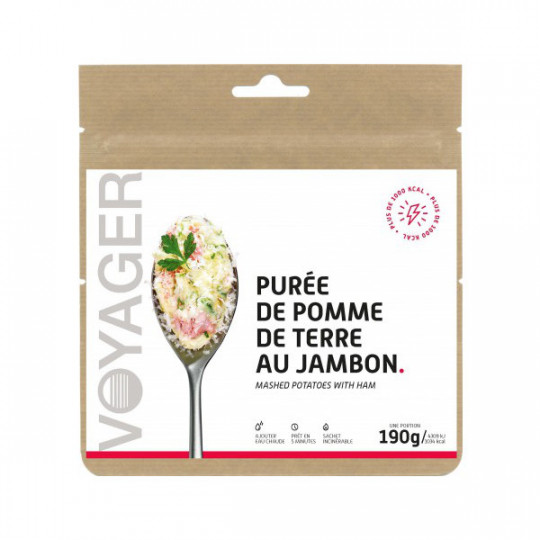 Repas Lyophilisé Purée de Pomme de Terre au Jambon et Fromage 190g - 1034 Kcal - Voyager Nutrition