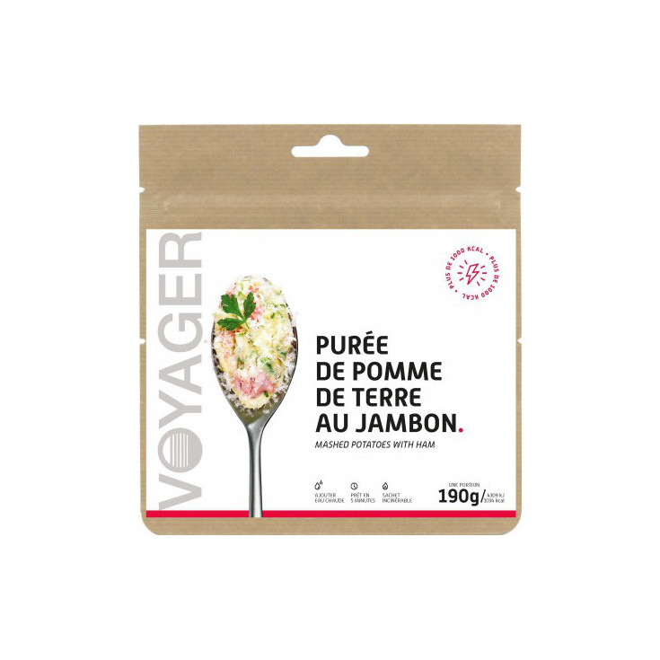 Repas Lyophilisé Purée de Pomme de Terre au Jambon et Fromage 190g - 1034 Kcal - Voyager Nutrition